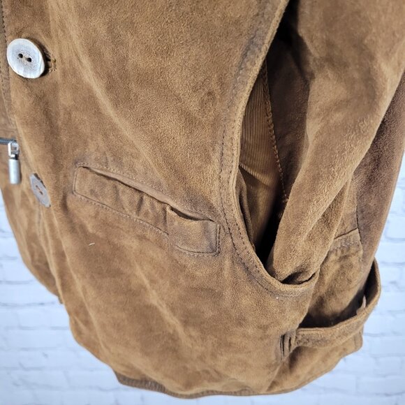 King Ranch Brown Genuine Suede Leather Western Lined Buttoned Vest Size Large L - Picture 10 of 16